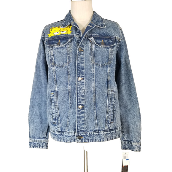 Members Only Nickelodeon SpongeBob denim jacket men's XL extra large Blue NEW - Picture 1 of 10